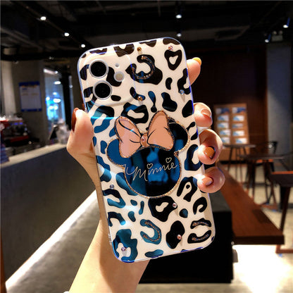 Cute Leopard-Print Mickey and Minnie Mobile Case