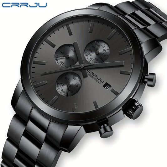 A High-quality Wristwatch For Men With Multiple Functions And A Stainless Steel Strap.