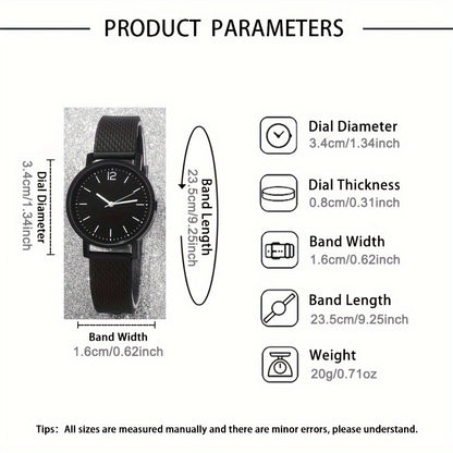 2pcs Unisex Simple Style Quartz Watch Set, Round Dial, Non-Waterproof