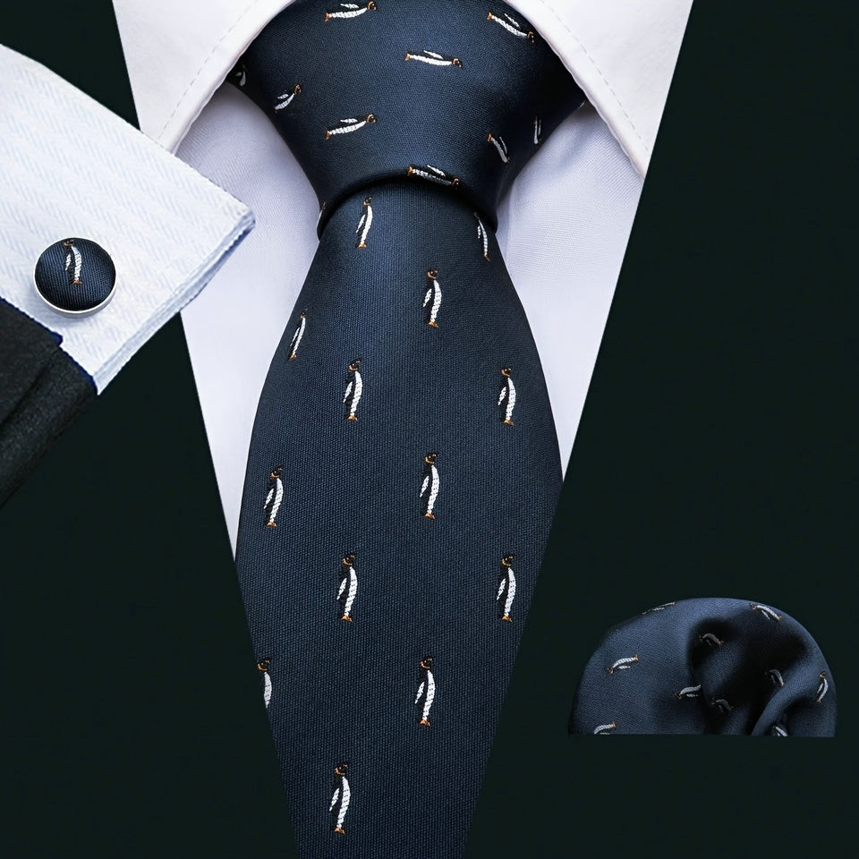 4pcs/set Men's Tie, Handkerchief And Cufflinks..