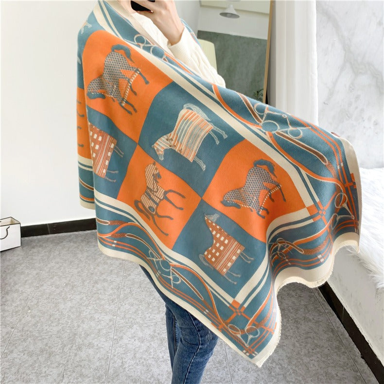 Double sided Thickened Warm Cashmere Scarf for Women