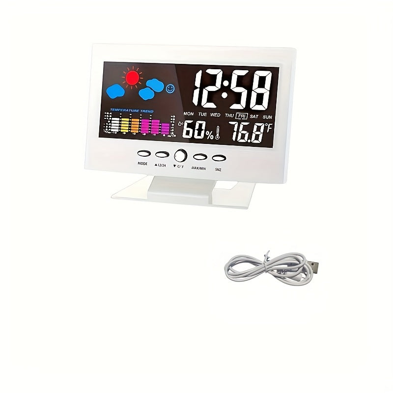 1pc Voice Control Digital Weather Clock
