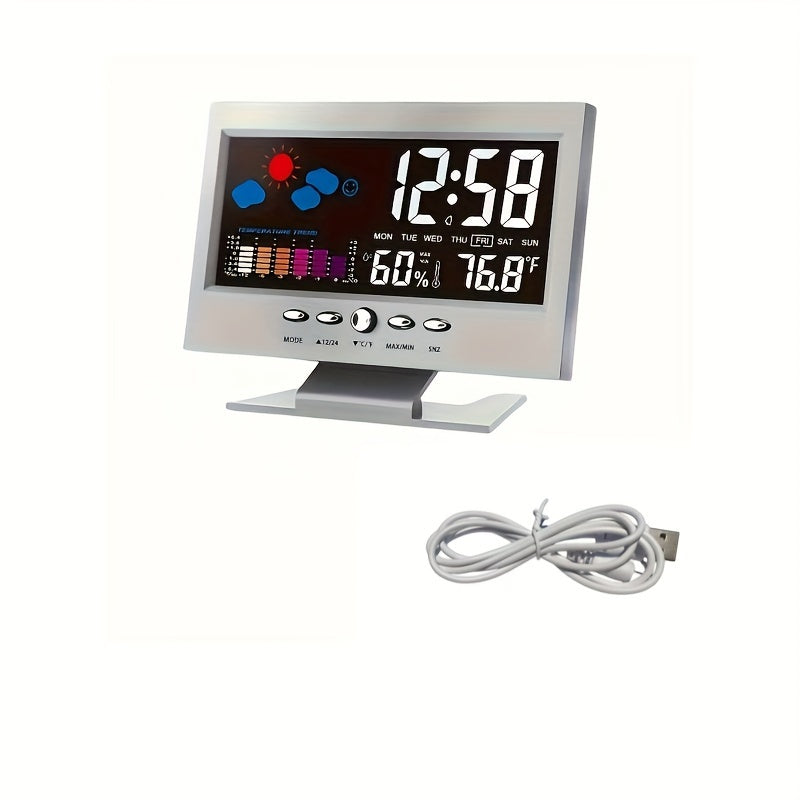 1pc Voice Control Digital Weather Clock