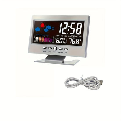 1pc Voice Control Digital Weather Clock