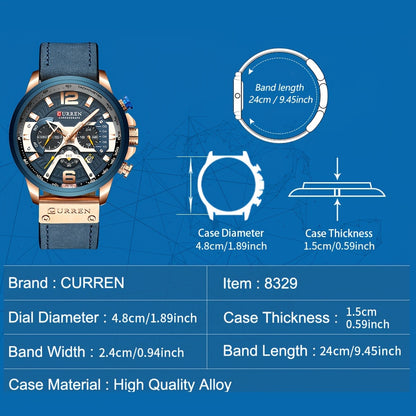 Luxurious Men's Watch With Business Chronograph, Stylish Sports Leather Strap Quartz Wristwatch