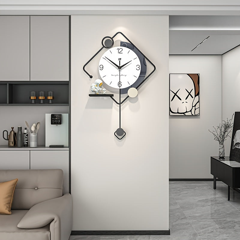 Creative Wall Clocks With Astronaut Ornament, Modern Metal Pendulum Wall Clock