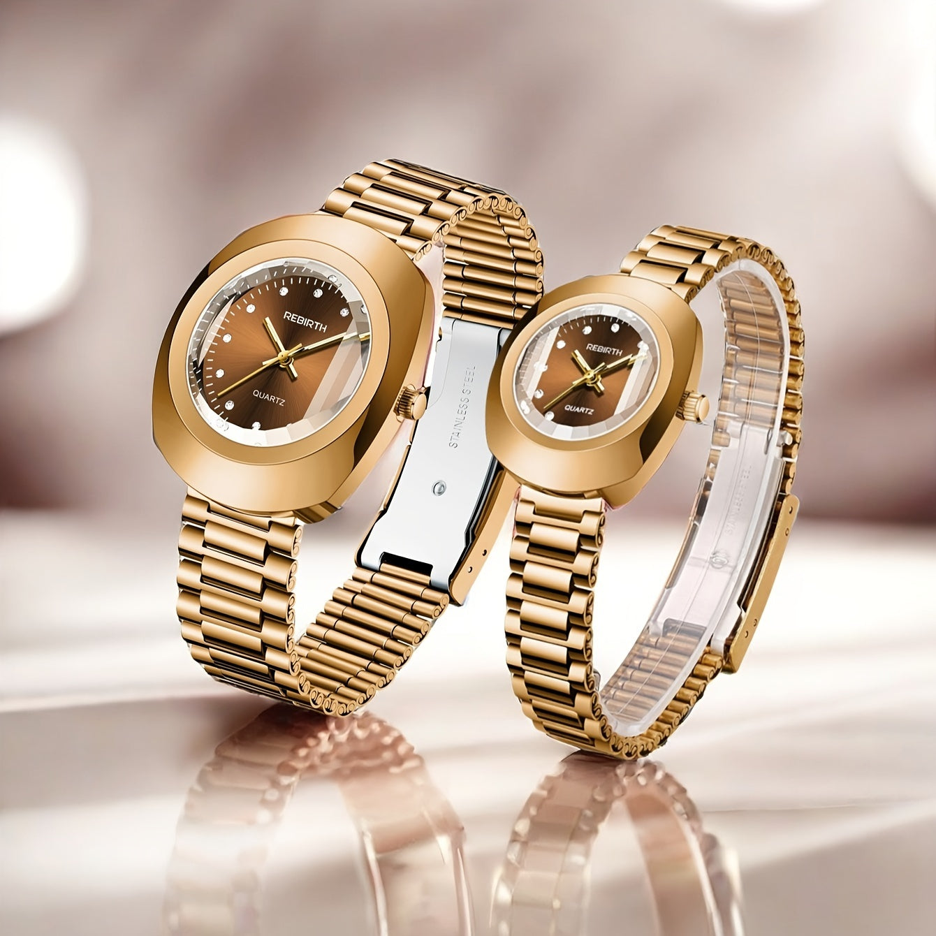 2pcs Business Versatile Stainless Steel Strap Quartz Watches For Couples