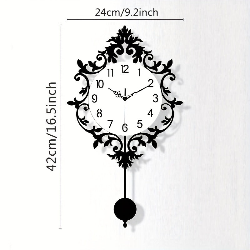 Elegant Silent Wall Clock with Carved Hollow Design - Perfect for Home