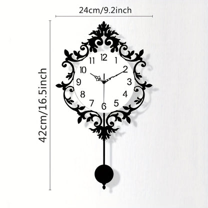 Elegant Silent Wall Clock with Carved Hollow Design - Perfect for Home