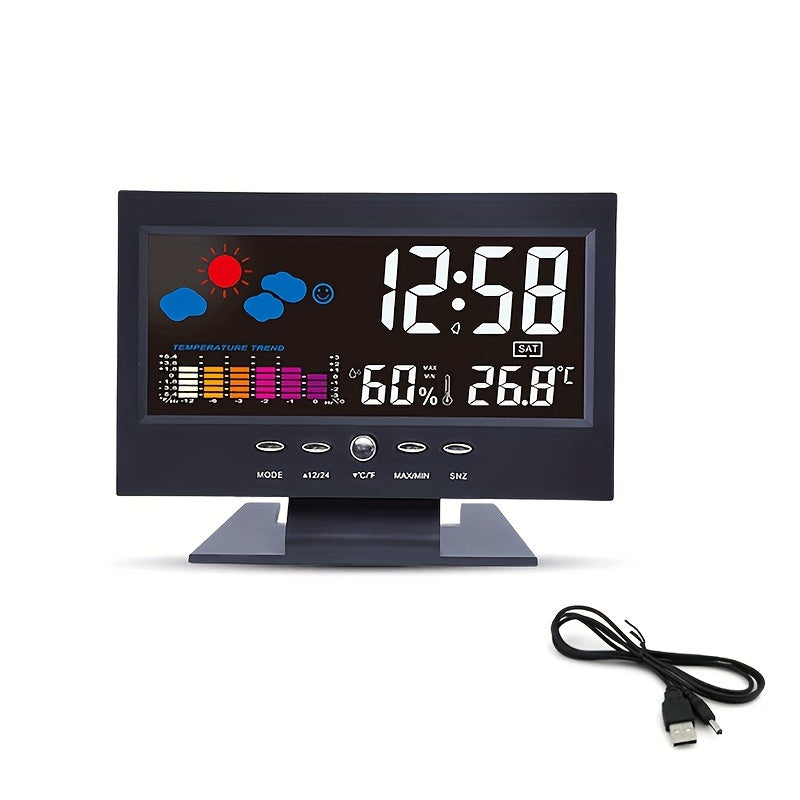 1pc Voice Control Digital Weather Clock