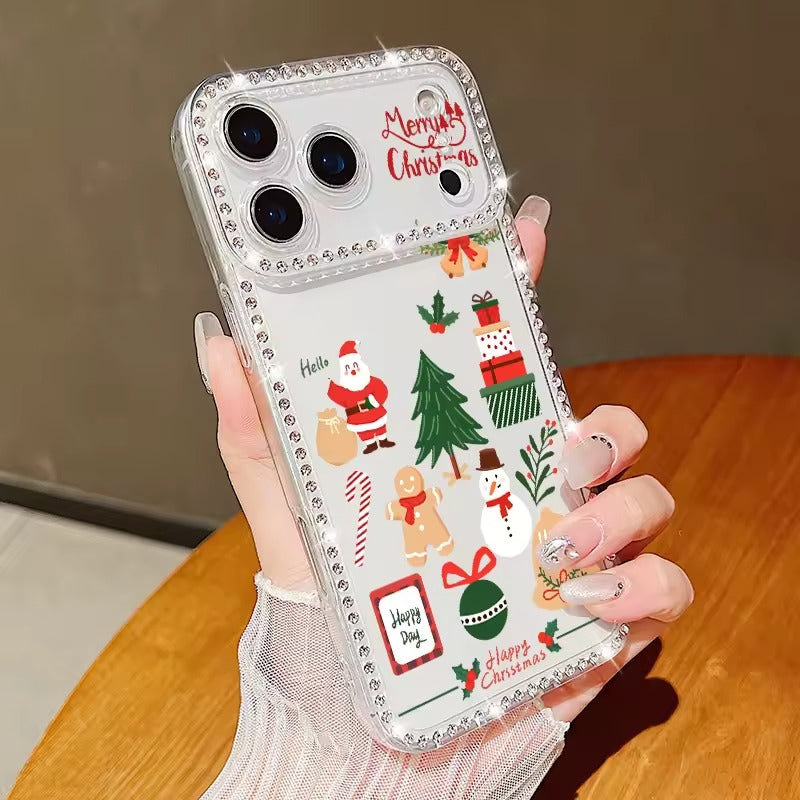 For iPhone 17 Pro Max Case Christmas  Santa Claus Diamond Cover For -AX