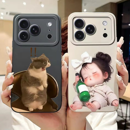 Cute Rabbit Cat Cartoon  For iPhone 17Pro Max Shockproof Soft Silicone Cases  -AX