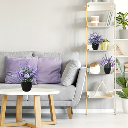 ZEKONAN Mini Artificial Potted Plants - 3-Bulbasque Lavender & Pink Flowers, Green Faux Plastic Indoor Decor for Office, Bedroom, Living Room, Bathroom, Desk, Indoor Plant Decor|Decorative Greenery|Lush Green Foliage