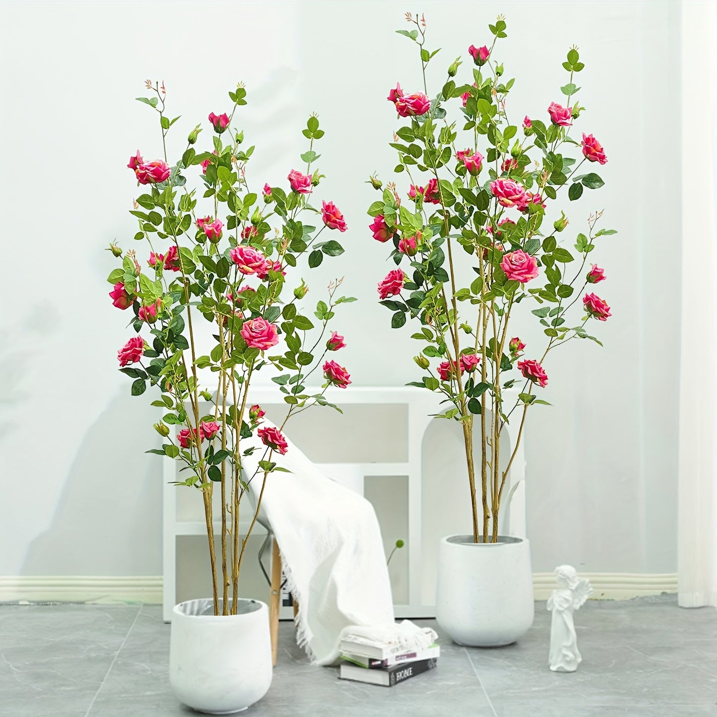 1 Set Of 59 Inch Removable Simulated Rose Tree With Pot - Fake Green Plant With Elegant Pot - Suitable For Indoor Potted Plants, Living Room Decoration, Living Room Plants, Bedroom Decoration, Housewarming Gift