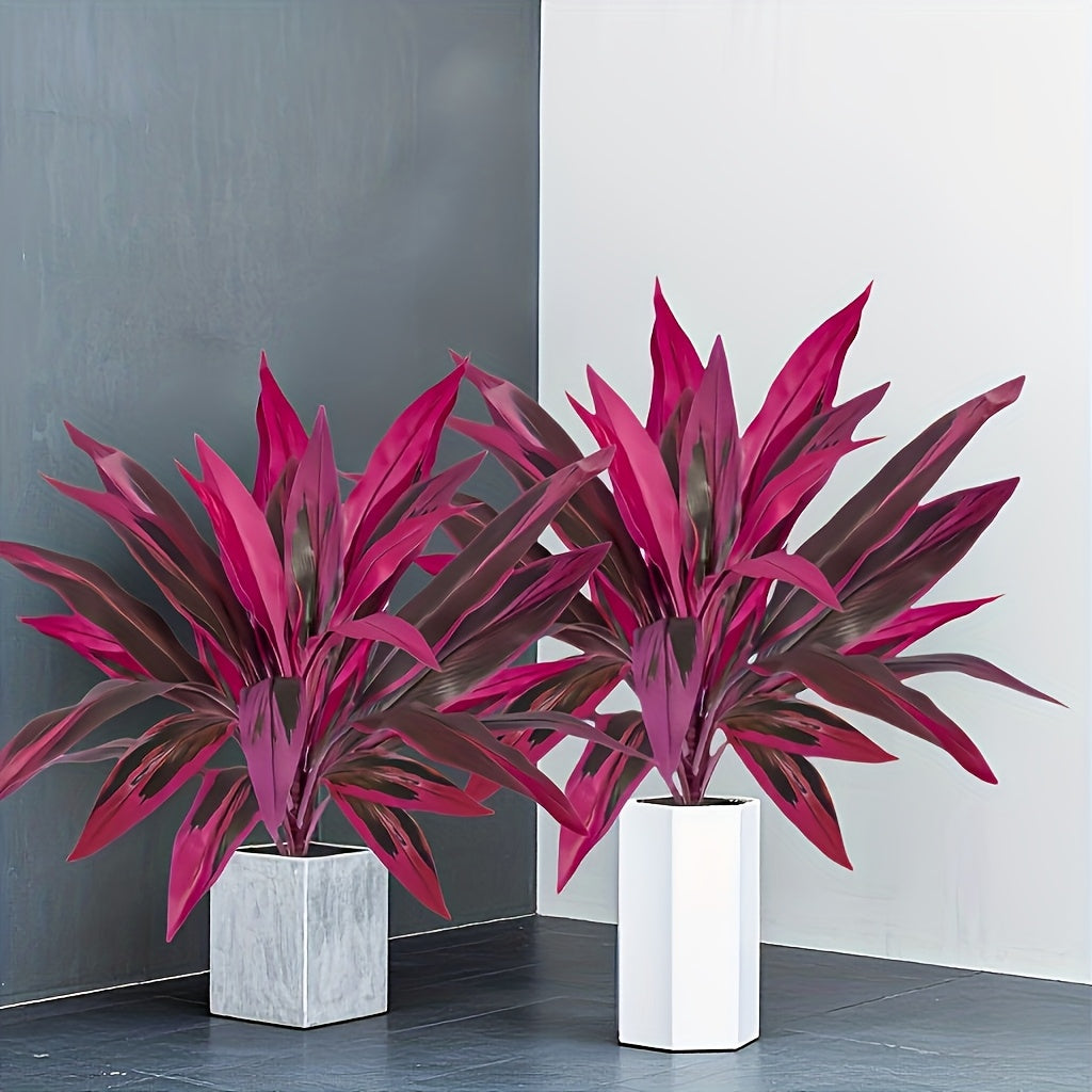 2 Large Artificial Green Plants With 17 Extra Large Leaves, Suitable For Indoor Home Decoration With Simulated Banana Flowers. Indoor And Outdoor Potted Plants, Perfect For Weddings, Hotels, Gardens, And Courtyards