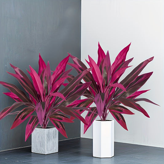 2 Large Artificial Green Plants With 17 Extra Large Leaves, Suitable For Indoor Home Decoration With Simulated Banana Flowers. Indoor And Outdoor Potted Plants, Perfect For Weddings, Hotels, Gardens, And Courtyards