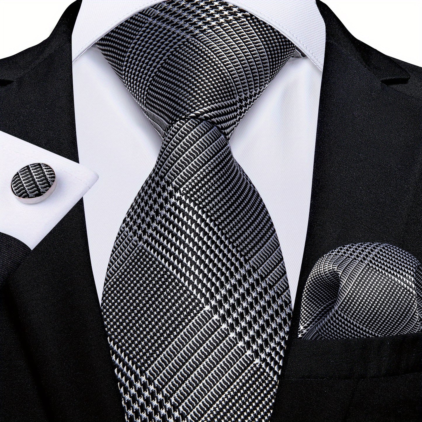 DiBanGu Classic Plaid Tie Set For Mens