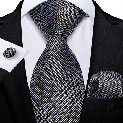 DiBanGu Classic Plaid Tie Set For Mens