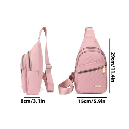 Quilted Casual Chest Bag, Lightweight Foldable Sling Bag, Portable Trendy Versatile Shoulder Bag