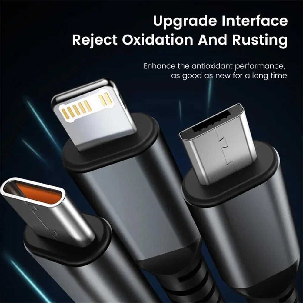 3 in 1 100W Fast Charging USB Cable Micro USB