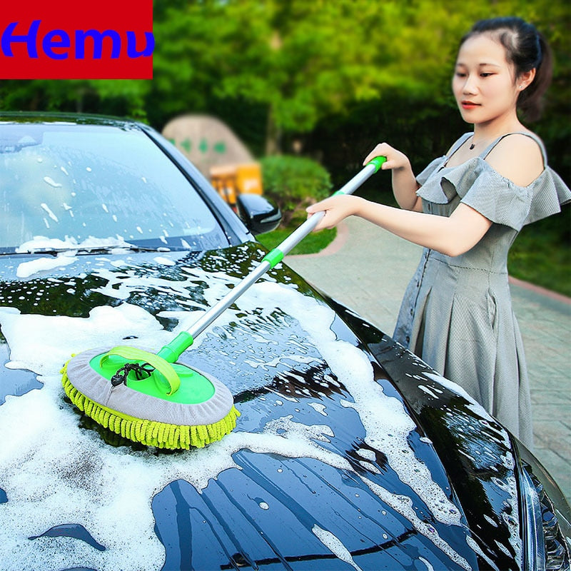 Three section telescopic car washing mop