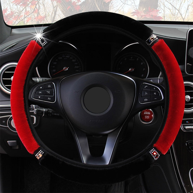 Universal 37-38cm Diameter Soft Plush Rhinestone Car