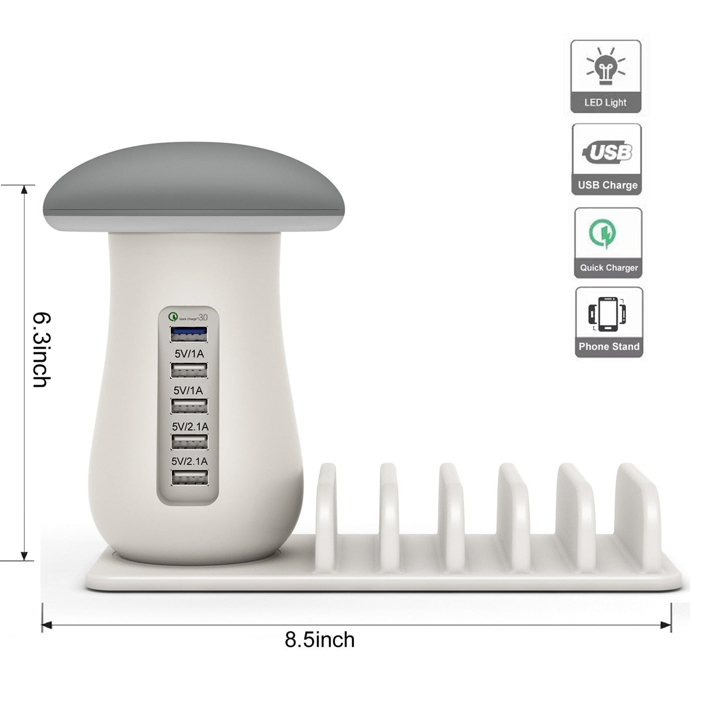 Multi Port Quick charger Mushroom Lamp