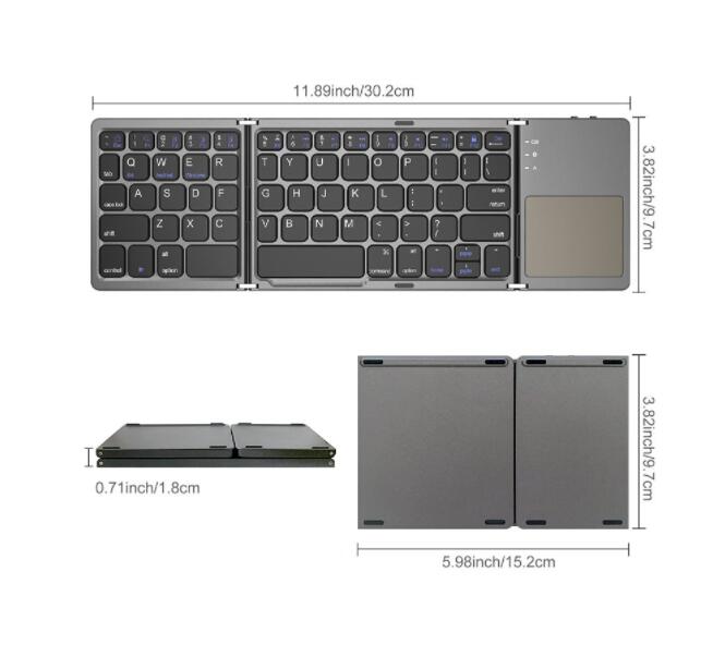 Multi-Device Foldable Bluetooth Keyboard with Touchpad