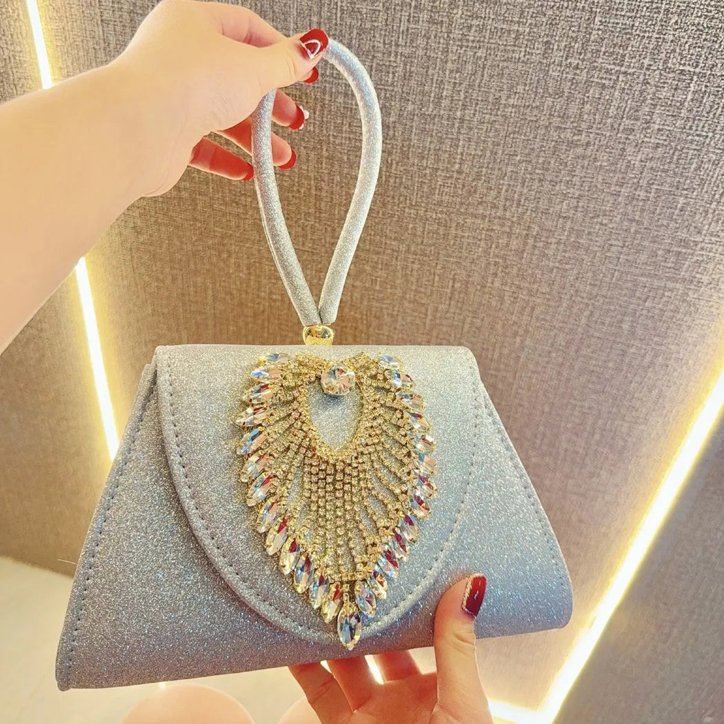 High Quality Evening Bag Sparkly Purses for Women Glitter Rhinestone Party Handbags Chain Prom Purse Dressy Clutch Bags