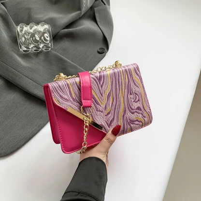 Large Capacity Unisex Shoulder Bag New Popular Leopard Luxury Square PU Cross-Body Chain Decoration Fashionable Waterproof Style