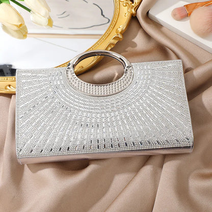 2025 Fashion Silver Sparkling Banquet Bag Handbag with Diamonds Women Bags Brand Luxury Diamond-Encrusted Evening Bag
