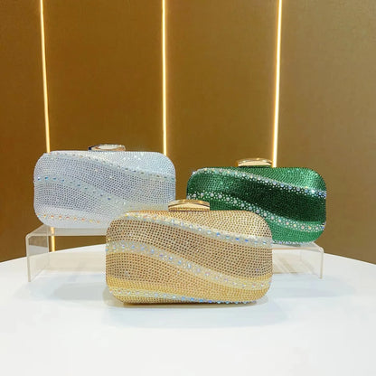High Quality Fashion Diamond Clutch Women's Bag Light Luxury Dinner Bag Polyester Material square Pattern Evening Bags