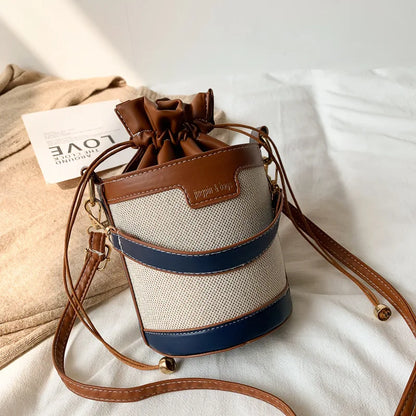 2024 New Fashion Stylish Bags for Women Pu Bucket Belt Shoulder Bag Handbag Collision Color Luxury Shoulder Bag