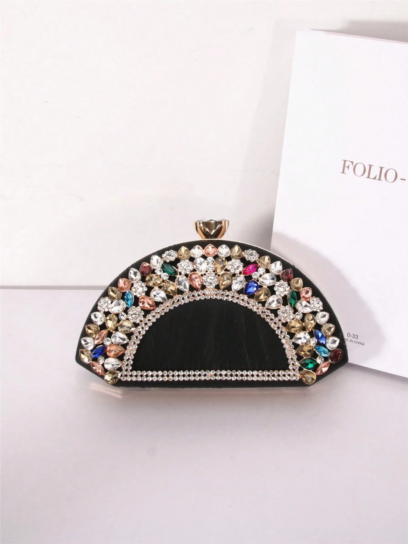Factory Party Gathering Designer Taschen Evening Bags New Fan-Shaped Rhinestone Crossbody Bag Pu Clip Buckle Ladies Purse Luxury