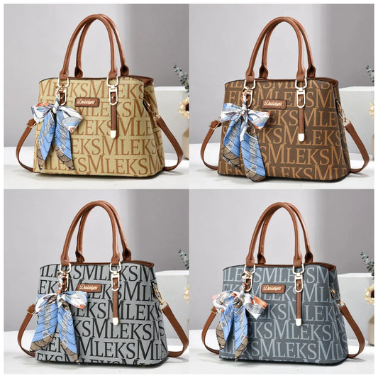 Letter Printed Macaron Colored Handbag Minimalist Large Capacity Single Shoulder Crossbody Bag Texture PU Fashion Bags for Wome