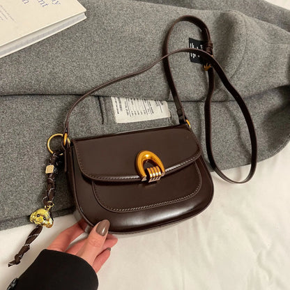 2025 New Fashion Cross Bags for Women Senior Female Saddle Bag Zip Closure PU Lining Leather Texture Single Shoulder Bag