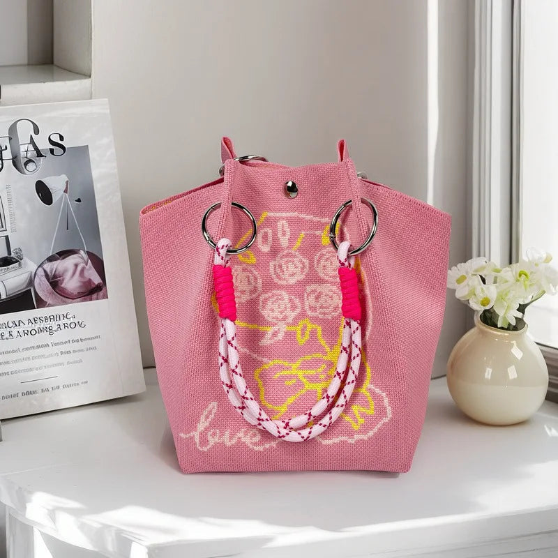 Wholesale Bags Fashion Single Shoulder Retro Embroidered Flower Bag Handbags for Women Luxury Designer Button Polyester Bag