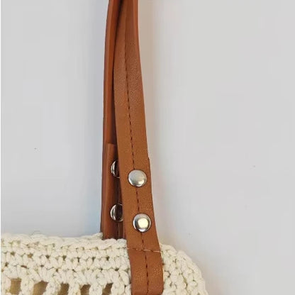 2025 New Casual Hollow Out Shoulder Bag Handmade Weaving Fashion Straw Ladies Shoulder Bag Summer Large Capacity Beach Tote Bag