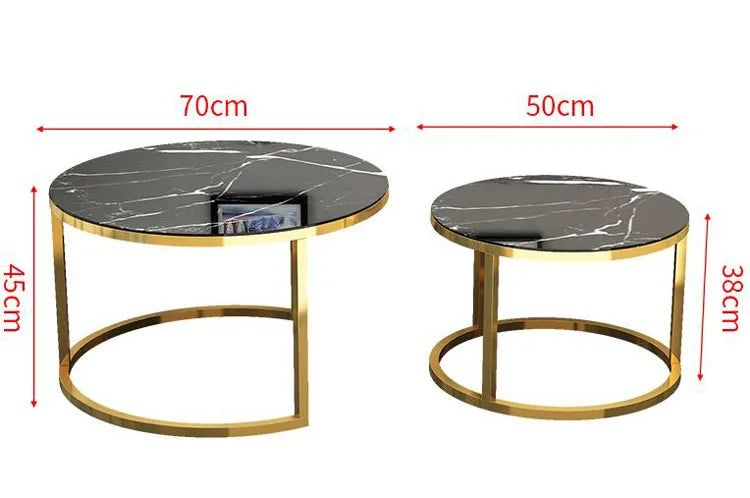 Tempered Glass Round Coffee Table for Living Room 2 in 1