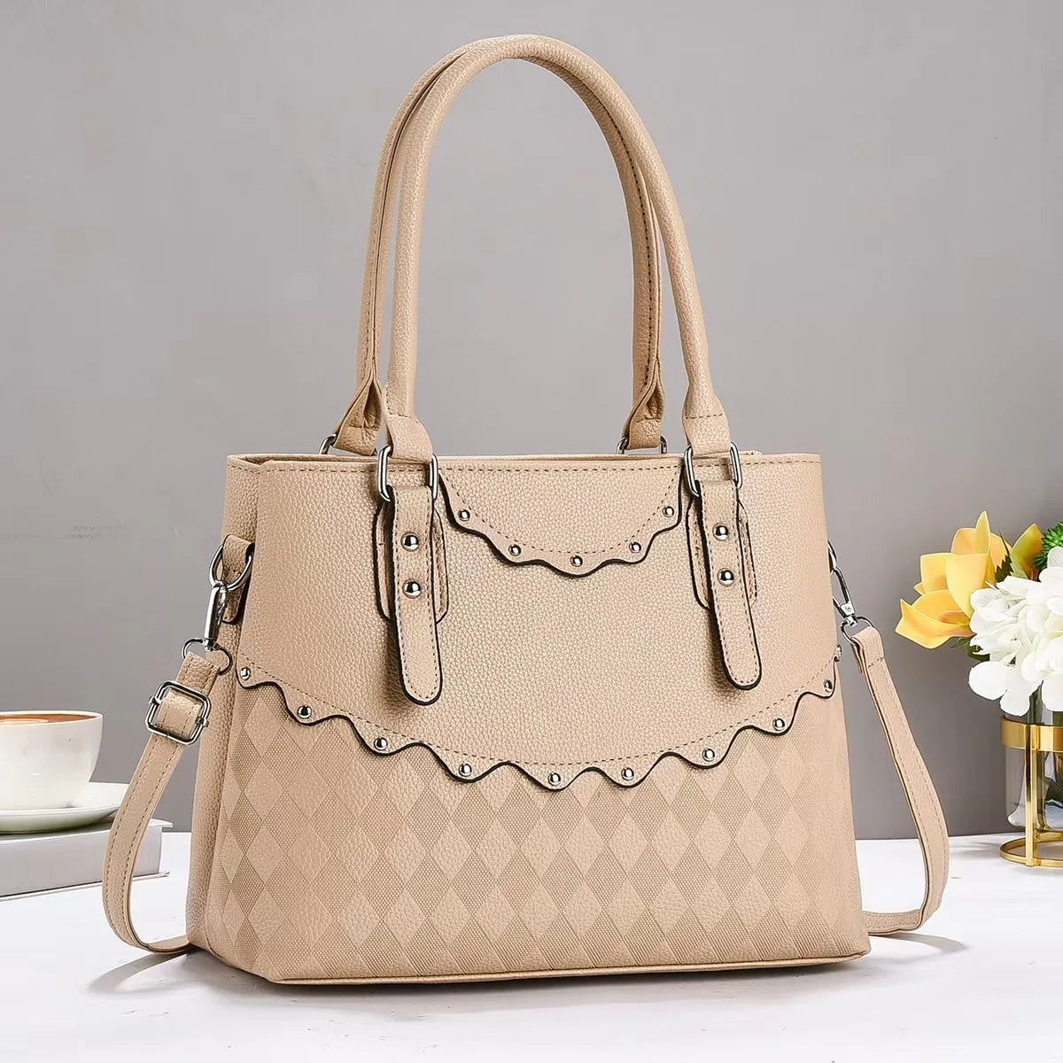 Classical Pure Color Single Shoulder Crossbody Bag Large Capacity square PU Handbag Diamond Lattice Fashion Bags for Women