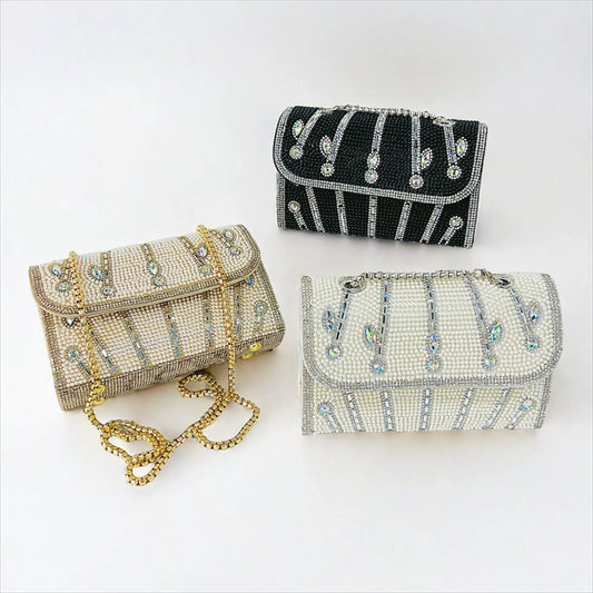 2025 New Luxury Evening Bag Sparkling Bridal Princess Cross for Women Fashionable Handbag Full Diamond Embellishments Chain