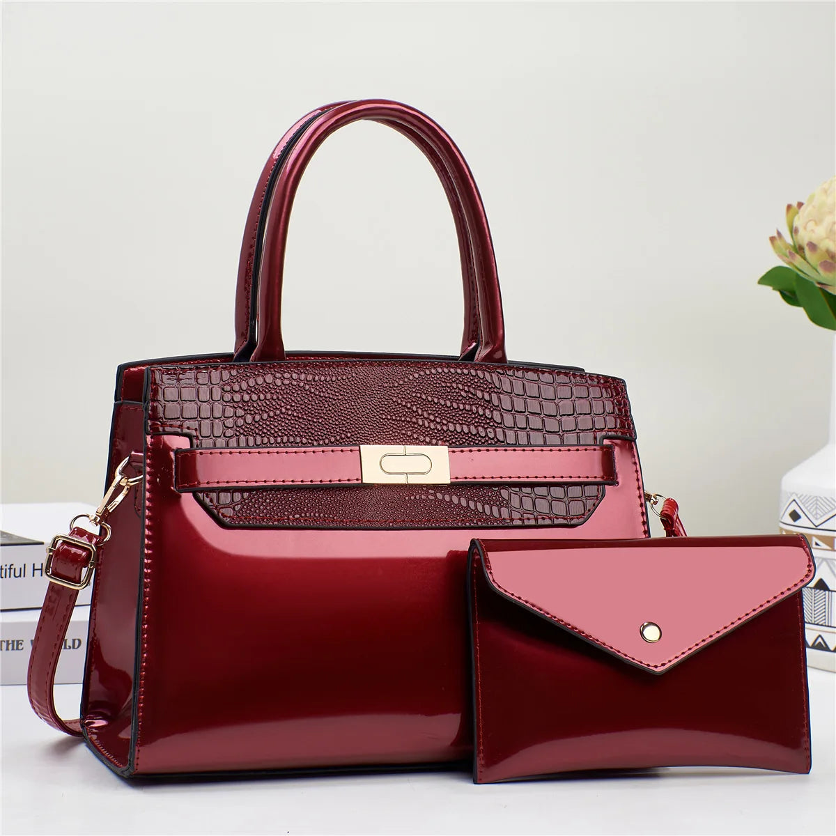 Simple Crocodile Print Shoulder Crossbody Bag Luxury Large Capacity High Quality Handbag New Fashion Two-Piece Bag Bag Female