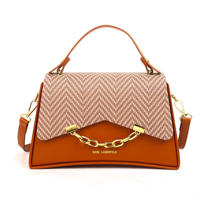 New Trendy and Versatile Box Pattern Handbag for Women High-quality Small Shoulder Bag PU Material Cover Closure Women's Bags