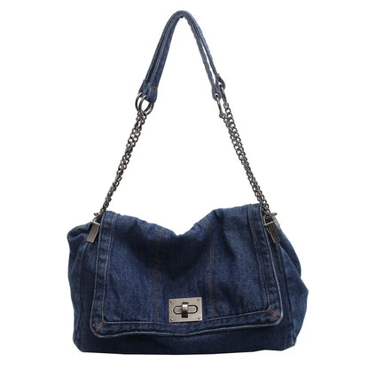 High Quality Denim Women's Crossbody Bag Fashionable Zipper Solid Color Handbag Luxury Tote Bags for Women