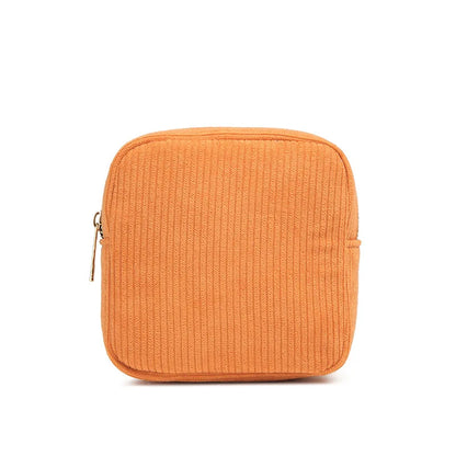 2025 Wholesale Custom Square Striped Corduroy Makeup Bag Luxury Bags Women Corduroy Striped Lightweight Cosmetic Bag