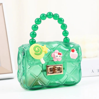 Cutey Coin Purse Lock Button Small Square Handbags for Kids Girls Flower Children Shoulder Crossbody Bags Cheap Wholesale