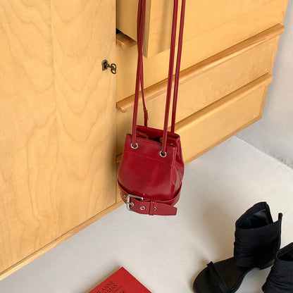 2025 Autumn Casual Drawstring Ruffles Cylinder Shoulder Bags High Quality Waterproof Handbags Mini Crossbody Bags for Women