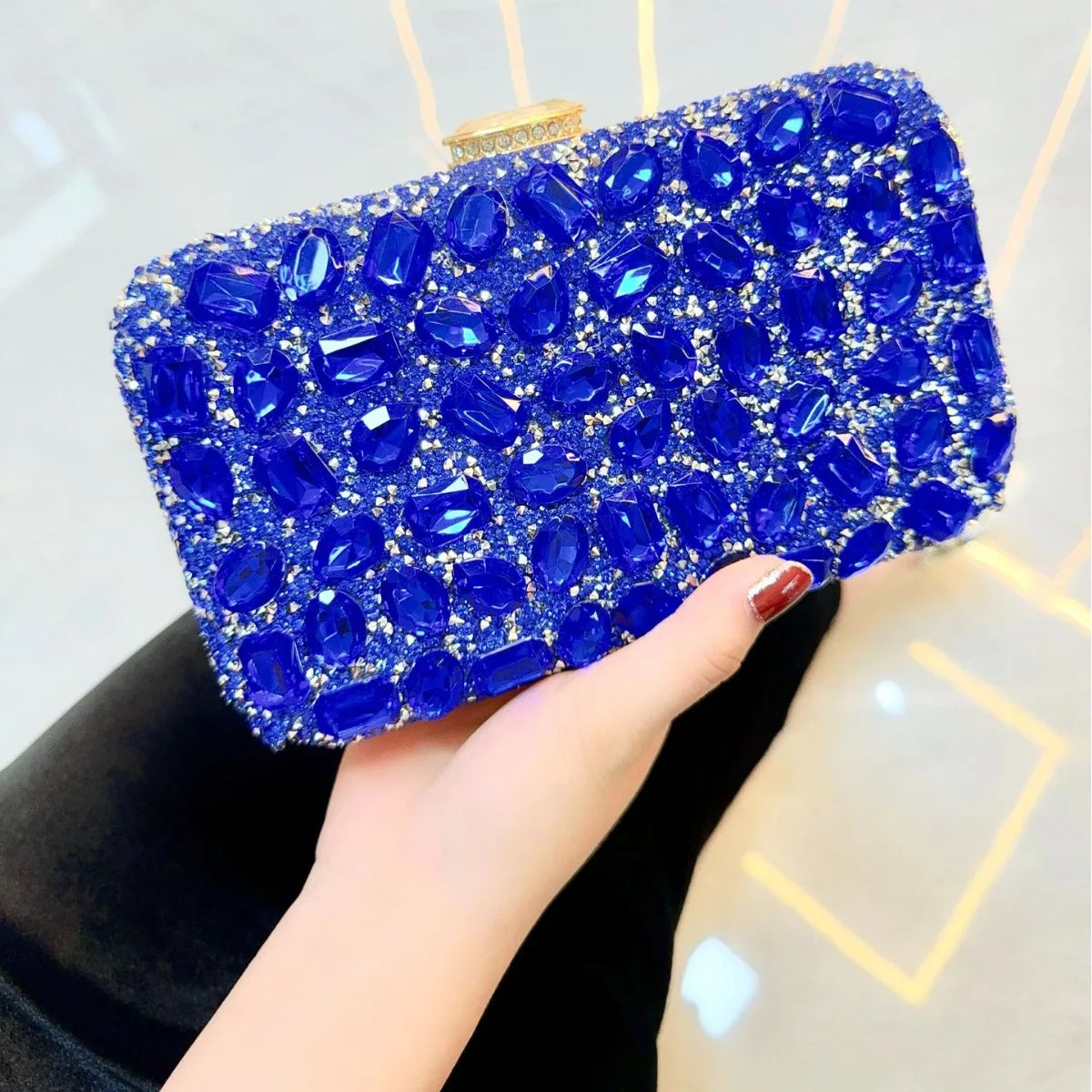 Women's Shiny Diamond Clutch Bag Elegant Gold  Rhinestones High Quality Luxury Ladies Purse  Crystal Hand Bling Evening Bags