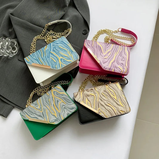 Large Capacity Unisex Shoulder Bag New Popular Leopard Luxury Square PU Cross-Body Chain Decoration Fashionable Waterproof Style