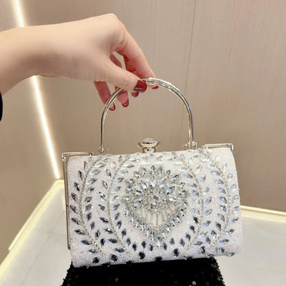 2025 Wholesale Handbag Design Glittering Gold Fashion Temperament Dinner Party Bag Rhinestone Evening Bag Chain for Party